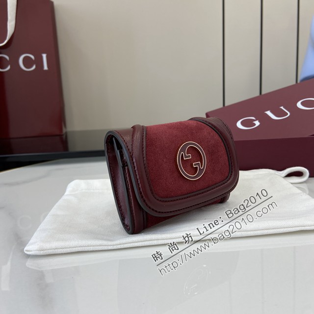 Gucci專櫃古馳最新款圓形互扣式雙G標識卡片夾卡包零錢包 jh2674型號：818795